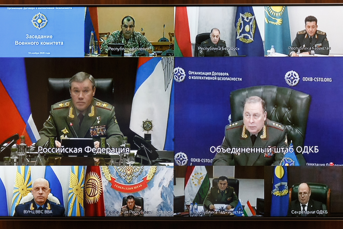 Начальники генеральных штабов на заседании Военного комитета ОДКБ в режиме видеоконференцсвязи обсудили вызовы и угрозы военной безопасности в Кавказском, Восточно-Европейском и Центрально-Азиатском регионах коллективной безопасности ОДКБ Начальники генеральных штабов на заседании Военного комитета ОДКБ в режиме видеоконференцсвязи обсудили вызовы и угрозы военной безопасности в Кавказском, Восточно-Европейском и Центрально-Азиатском регионах коллективной безопасности ОДКБ